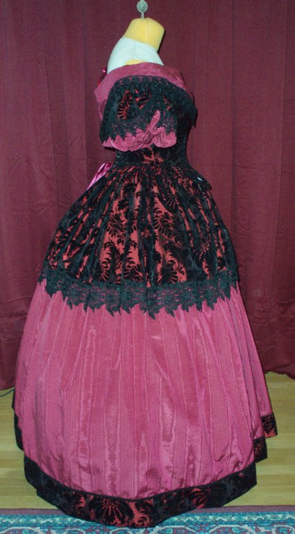 Burgandy/Red and Black Victorian Style Ballgown