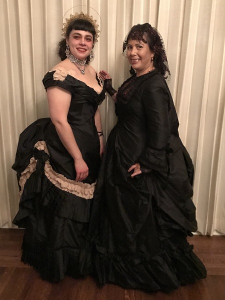 1870s Reproduction Black Watteau Bustle Dress at PEERS Vampire Ball 2019