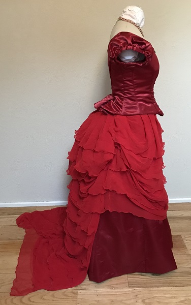 1870s Reproduction Red Bustle Dress Right.