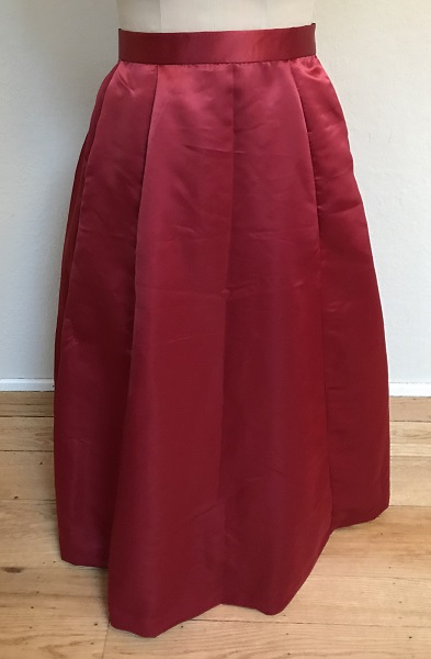 1870s Reproduction Red Polyester Underskirt Front. 