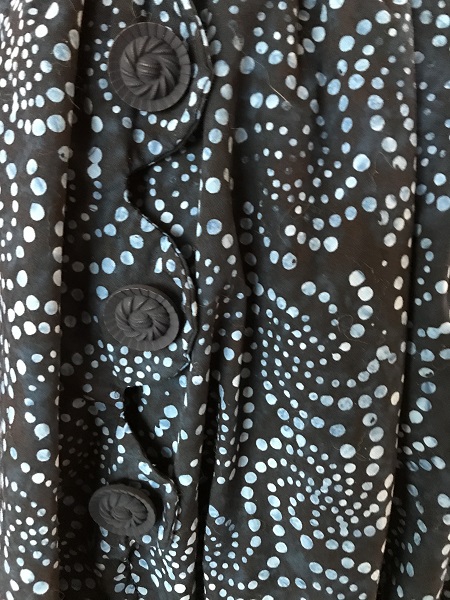 1900s Inspired Navy Blue Batik Skirt Back Button Detail 