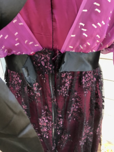 Reproduction 1910s Evening Dress Bodice Zipper - Burgundy Silk. Laughing Moon #104