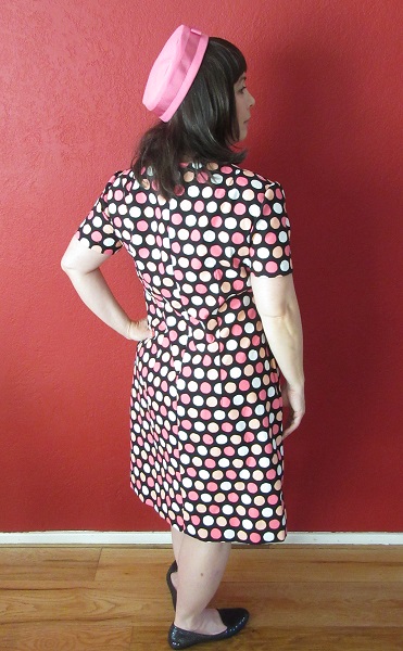 1966 Reproduction Simplicity 6395 Pink Polka Dot Dress Back