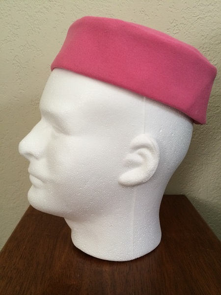 Reproduction Pink Wool Pillbox Hat Left. 