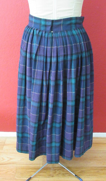 wool pleated plaid skirt.  Back.