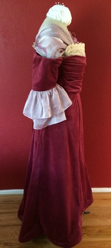 1900s Reproduction Raspberry Velvet Ball Gown Dress Right.