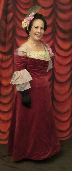 1900s Reproduction Raspberry Velvet Ball Gown Dress at GBACG Soiree au Moulin Rouge October 2016. 