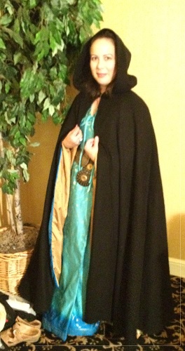 Black Wool Cape with Hood