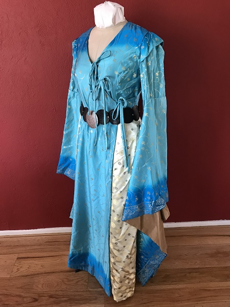 Game of Thrones Blue Dress with Belt Left Quarter View.