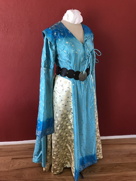 Game of Thrones Blue Dress with Belt Right Quarter View. 